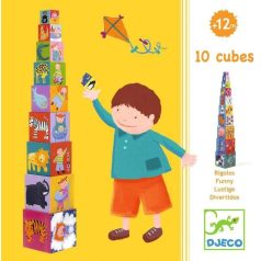 Vicces toronyépítő kocka  - 10 funny blocks - Djeco
