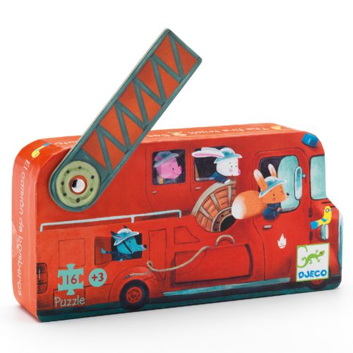 Tűzoltó dobozos puzzle 16 db - os - The fire truck - Djeco