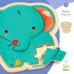   Elalfánt fa puzzle - Fa formapuzzle 14 db - Puzzlo Elephant - DJ01823