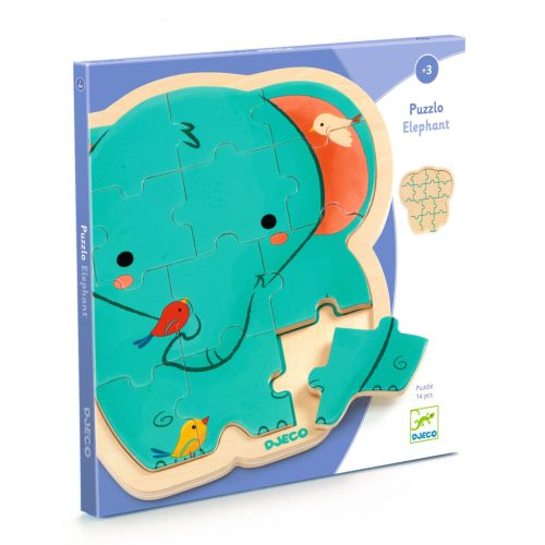 Elefánt fa puzzle - Fa formapuzzle 14 db - Puzzlo Elephant - DJ01823