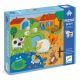 Élet a tanyán 12+8 db-os óriás puzzle - Tapintós óriás puzzle - Tactile farm - Djeco