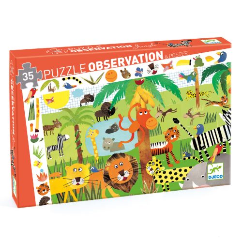 Élet a dzsungelben, 35 db-os megfigyelő puzzle - Jungle - 35 pcs - Djeco