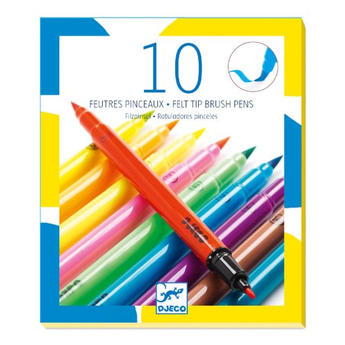 Ecsetfilc készlet 10 db-os - Kétoldalú filctoll - 10 felt brushes - Pop colours - Djeco