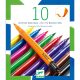 Ecsetfilc készlet 10 db-os klasszikus színek - Kétoldalú filctoll - 10 felt brushes - classic - Djeco