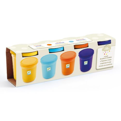 Gyurma 4 tégely - Egyszerű színek - 4 tubs of play dough, Plain - Djeco