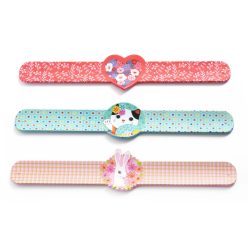   Csattanós karkötő 3 lányos változatban - Szív, cica, nyuszi karkötő - Slap bracelets  - Djeco- DD03455