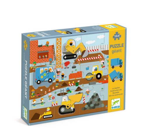 Építkezés - Óriás puzzle 12+5 db-os - Construction site - Djeco- DJ07167