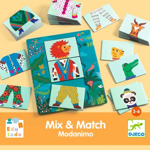 Állati mix - Párosító játék - Eduludo Mix and Match Modanimo - Djeco- DJ08247