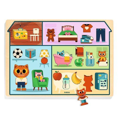 Házikós puzzle - Fa formabeillesztő - Puzzlo House - DJ01834